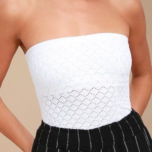 Free People Honey White Textured Tube Top